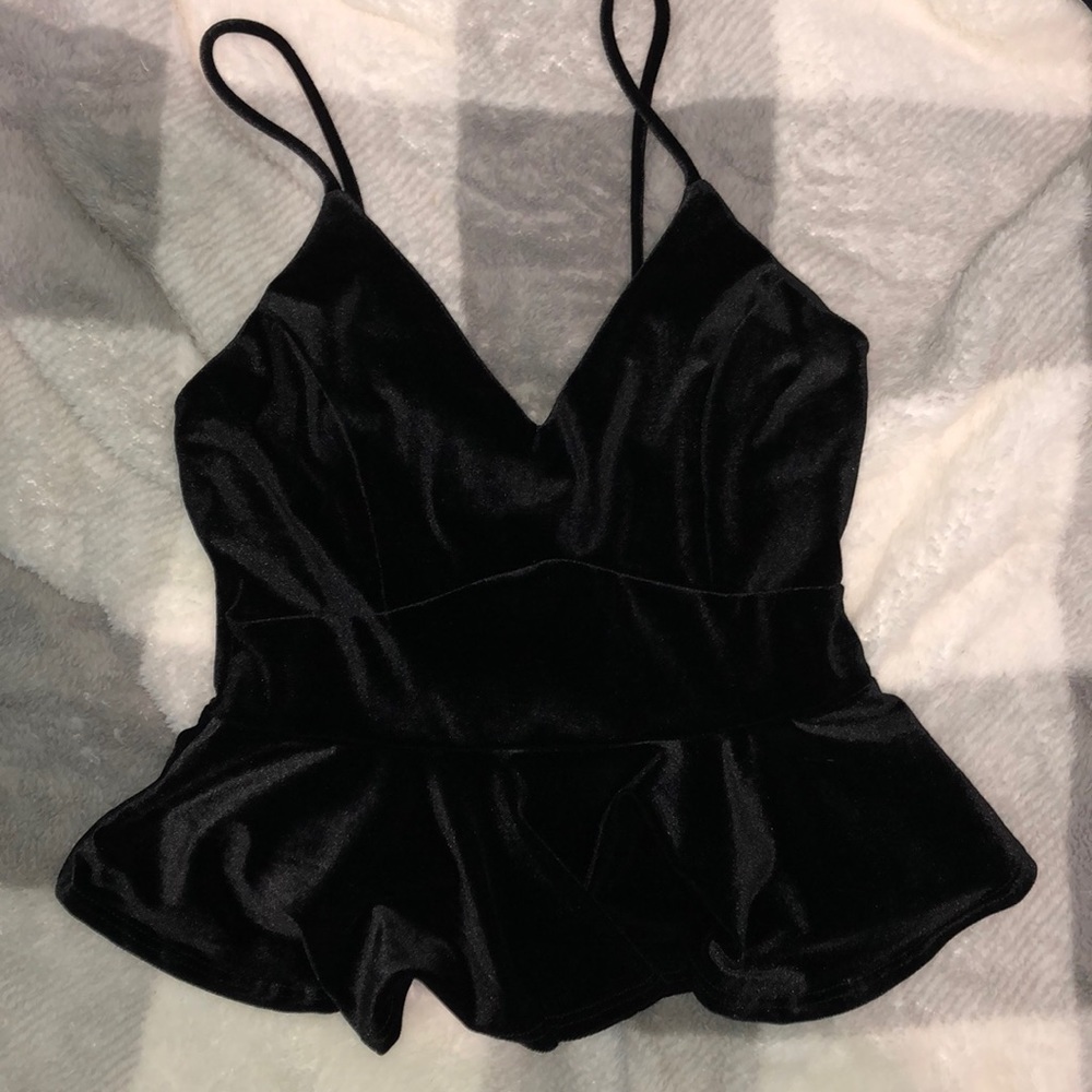 black velvet peplum tank